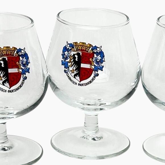 Glass Snifters Set 6 Garmisch Partenkirchen Germany Small 4 fl oz 3.5 Inch Tall - Picture 2 of 13